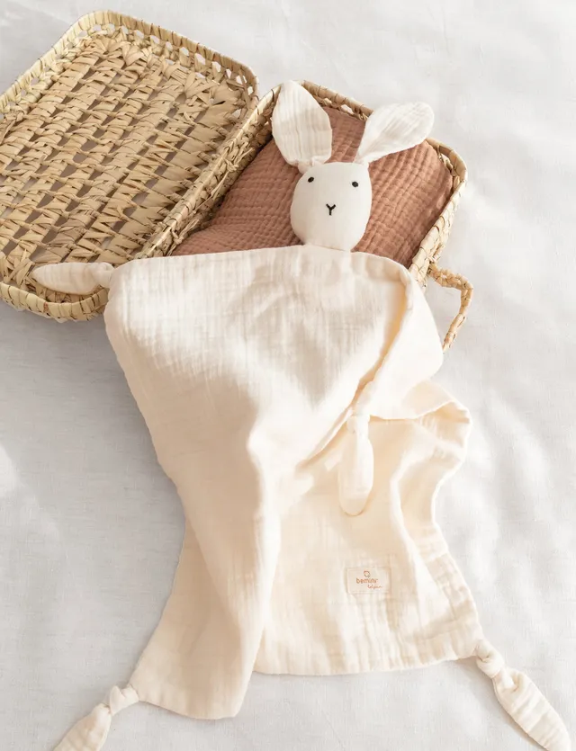 bemini-bunny-ecru-doudou-lapin-b-b-cru-ultra-doux-avec-attache-t-tine image 1