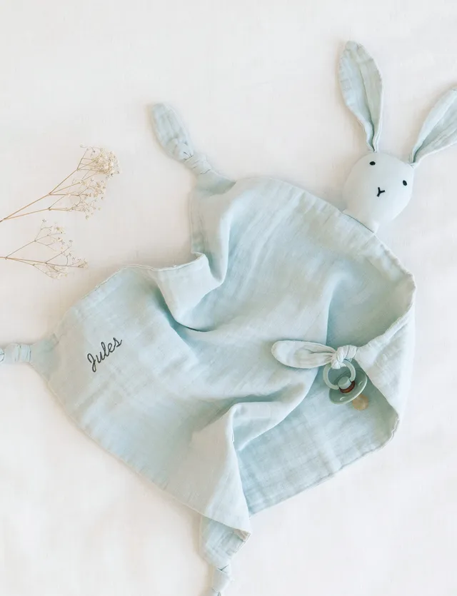 bemini-bunny-celadon-doudou-lapin-d-s-la-naissance-avec-attache-t-tine image 1