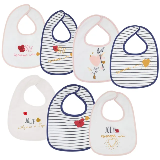 trois-kilos-sept-lot-de-7-bavoirs-imperm-ables-b-b-fille-motifs-jolie-comme-un-c image 1