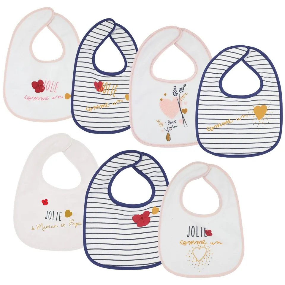 trois-kilos-sept-lot-de-7-bavoirs-imperm-ables-b-b-fille-motifs-jolie-comme-un-c image 1