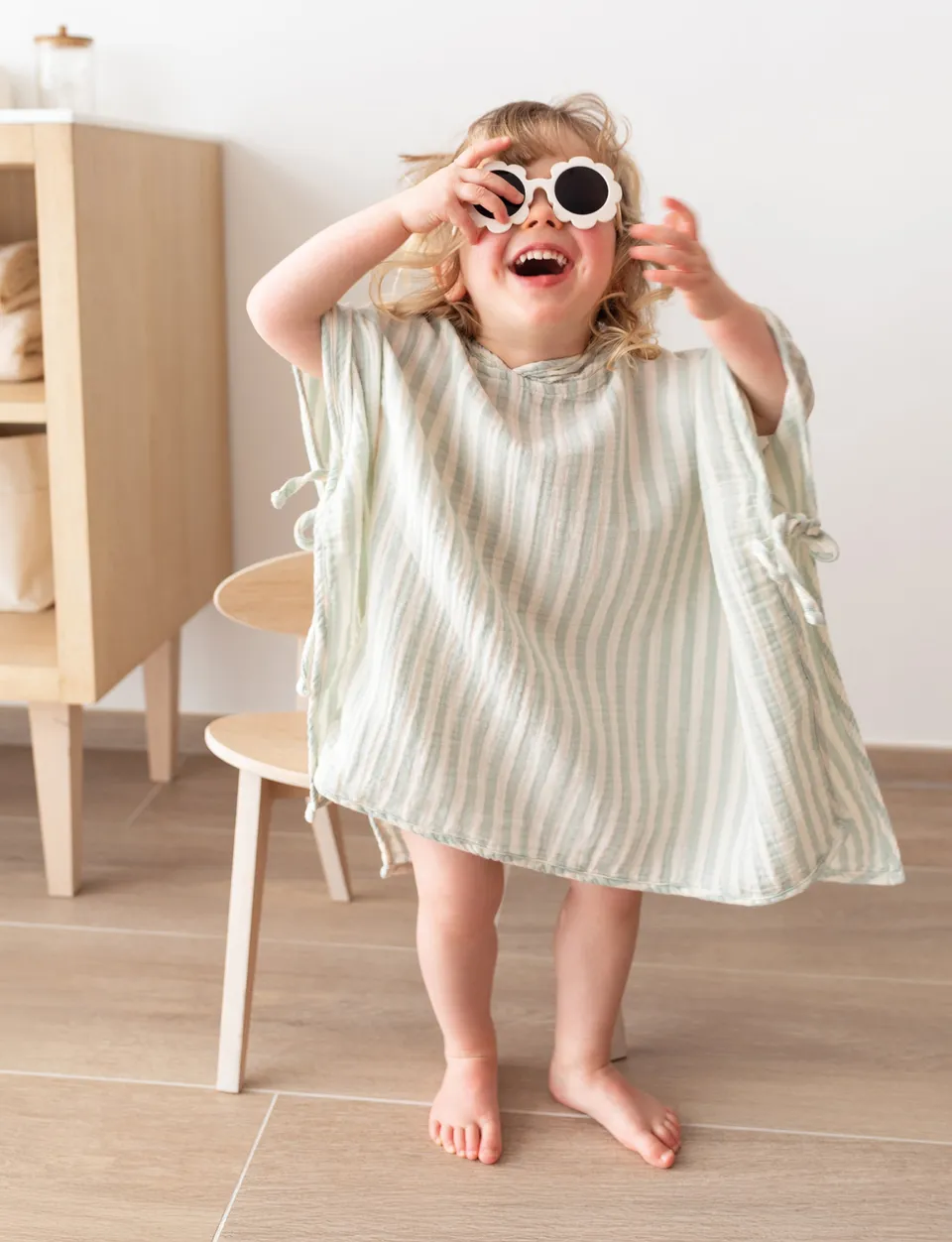 bemini-poncho-gaze-de-coton-relax-poncho-capuche-l-ger-9-mois-3-ans image 1