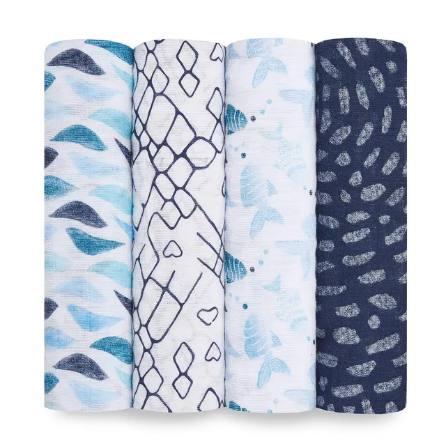 aden-anais-pack-maxi-langes-100-mousseline-de-coton-gone-fishing-120x120-cm image 1