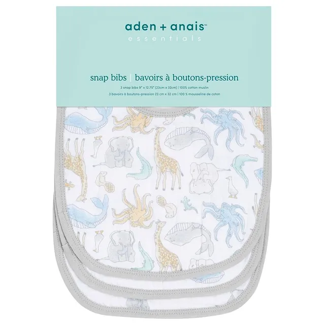 aden-anais-essentials-pack-de-3-bavoirs-boutons-pression-b-b-en-mousseline-100-c image 1