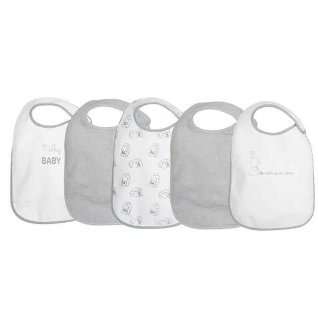 trois-kilos-sept-lot-de-5-grands-bavoirs-naissance-milky-ponge-doubl-e-imperm-ab image 1