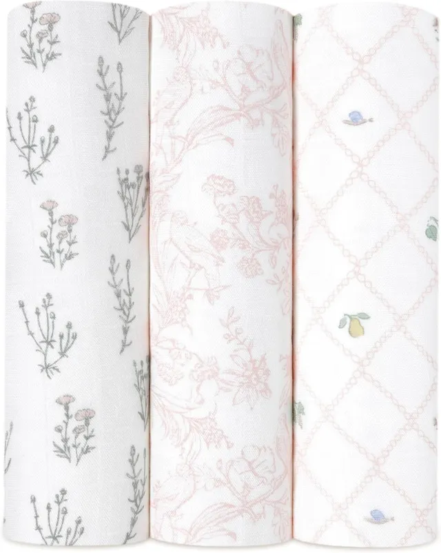 aden-anais-lot-de-3-couvertures-d-emmaillotage-mousseline-120x120-cm-motifs-flor image 1