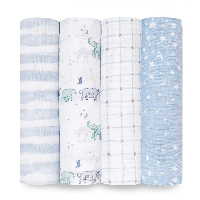 aden-anais-lot-de-4-maxi-langes-120x120-cm-mousseline-100-coton-imprim-rising-st image 1