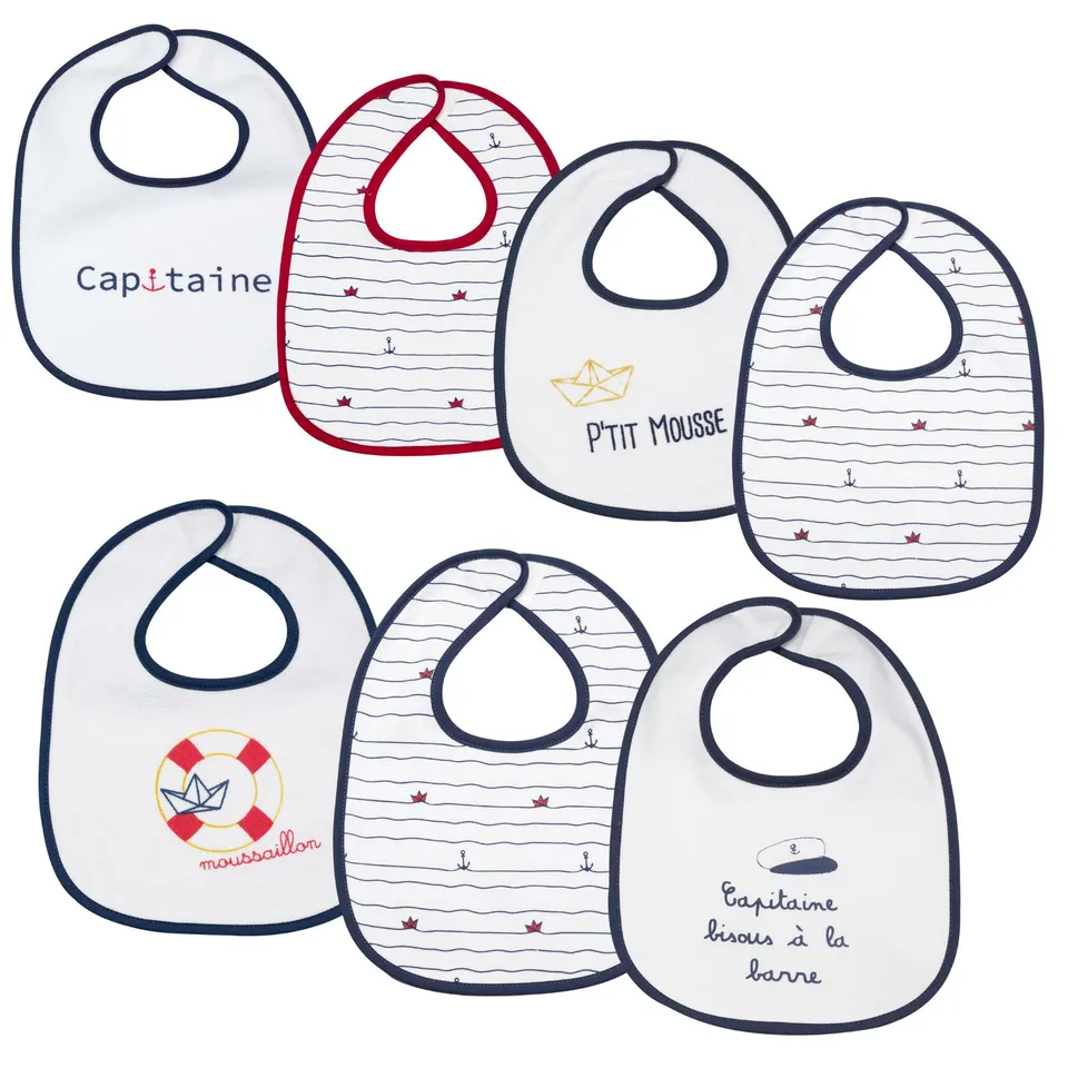 trois-kilos-sept-lot-de-7-bavoirs-1er-ge-waterproof-univers-mer-22x30-cm-d-s-4-m image 1