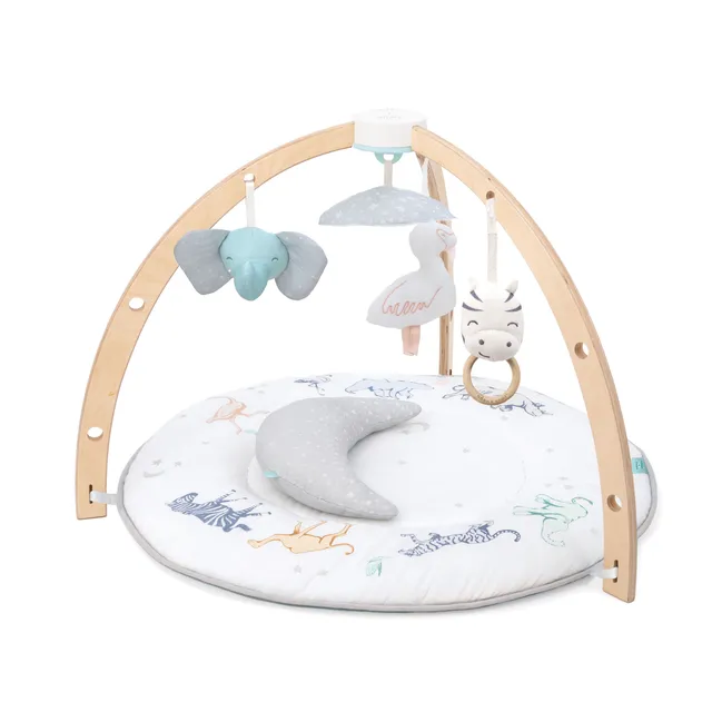 aden-anais-baby-activity-gym-tapis-d-veil-arches-en-bois-de-bouleau-avec-jouets- image 1