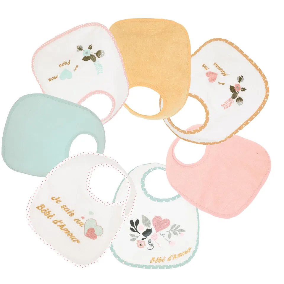 trois-kilos-sept-lot-de-7-bavoirs-naissance-b-b-imperm-ables-motif-b-b-heureux-g image 1
