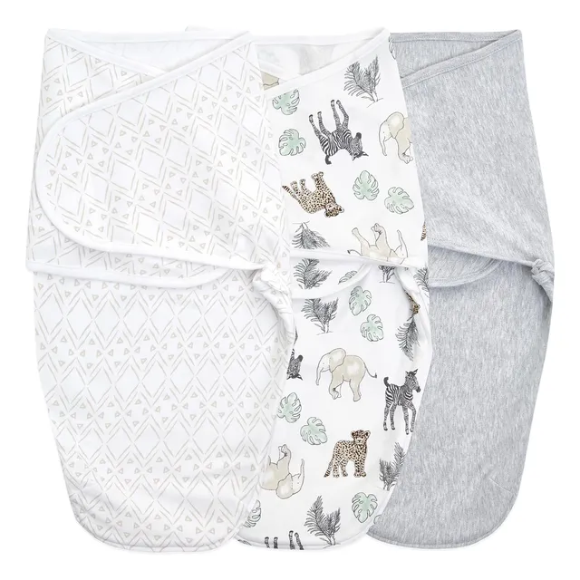 aden-anais-essentials-lot-de-3-langes-d-emmaillotage-wrap-0-3-mois-100-coton-fer image 1