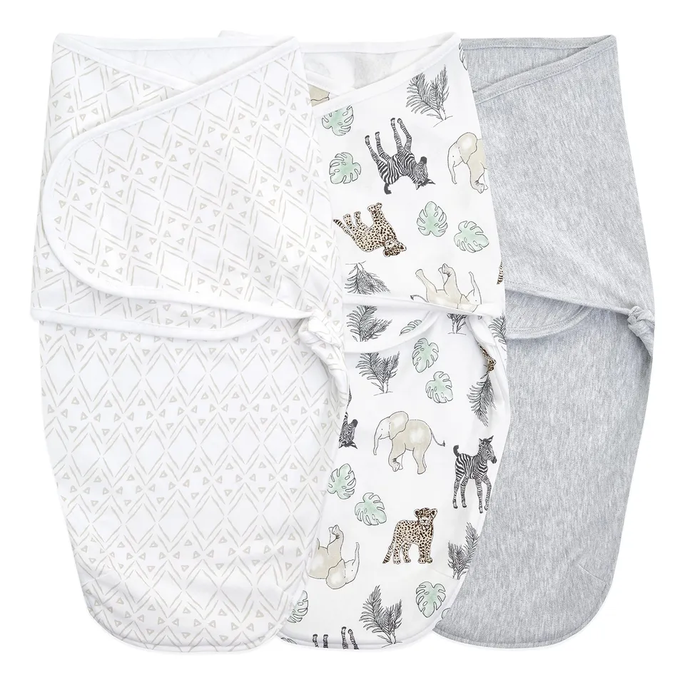aden-anais-essentials-lot-de-3-langes-d-emmaillotage-wrap-0-3-mois-100-coton-fer image 1