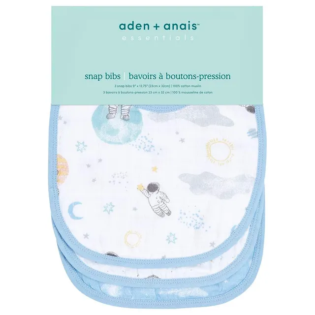 aden-anais-essentials-pack-de-3-bavoirs-boutons-pression-mousseline-100-coton-23-2 image 1