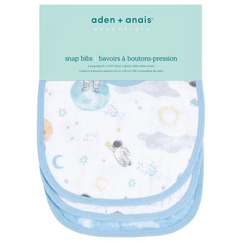 aden-anais-essentials-pack-de-3-bavoirs-boutons-pression-mousseline-100-coton-23-2 image 1