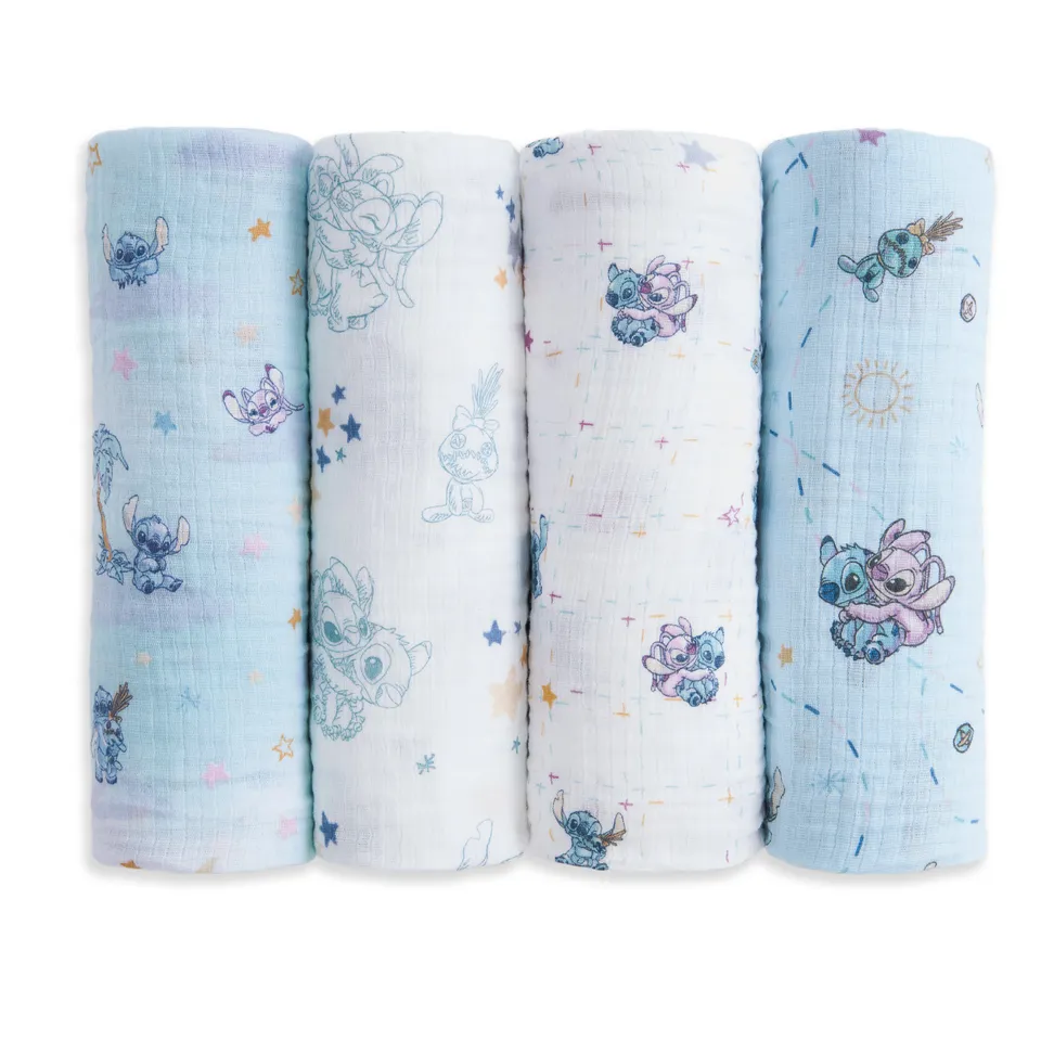 aden-anais-essentials-disney-lilo-et-stitch-lot-de-4-langes-en-coton-muslin-lice image 1