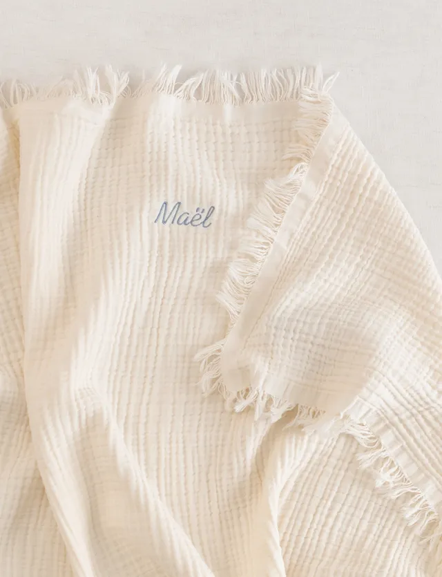 bemini-ecru-couverture-swaddle-100-coton-tog-1-bords-frang-s-d-s-la-naissance image 1