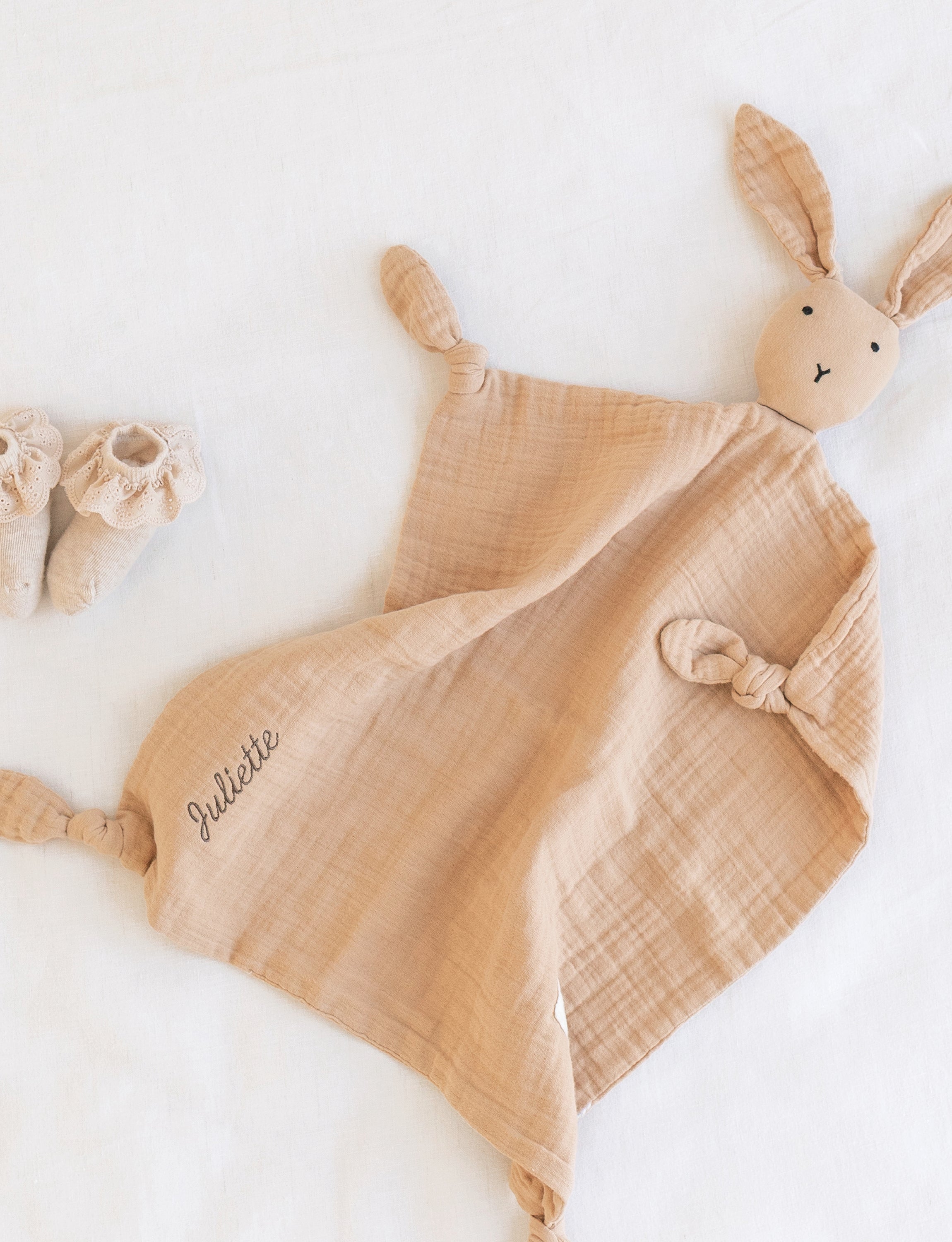bemini-doudou-bunny-naturel-doudou-c-lin-nouveau-n-avec-attache-t-tine image 3