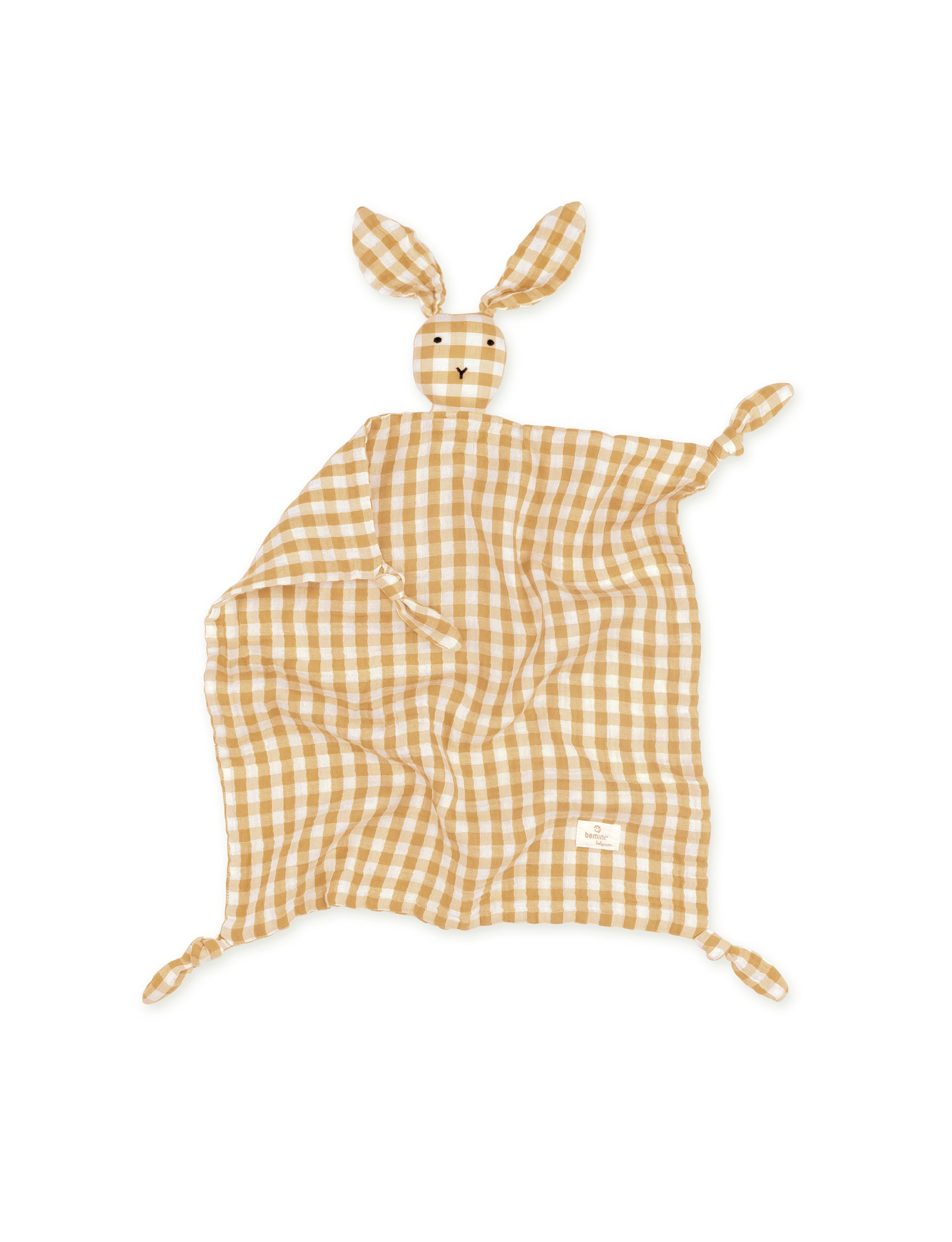 bemini-bunny-check-ocre-doudou-lapin-ocre-avec-attache-t-tine image 2