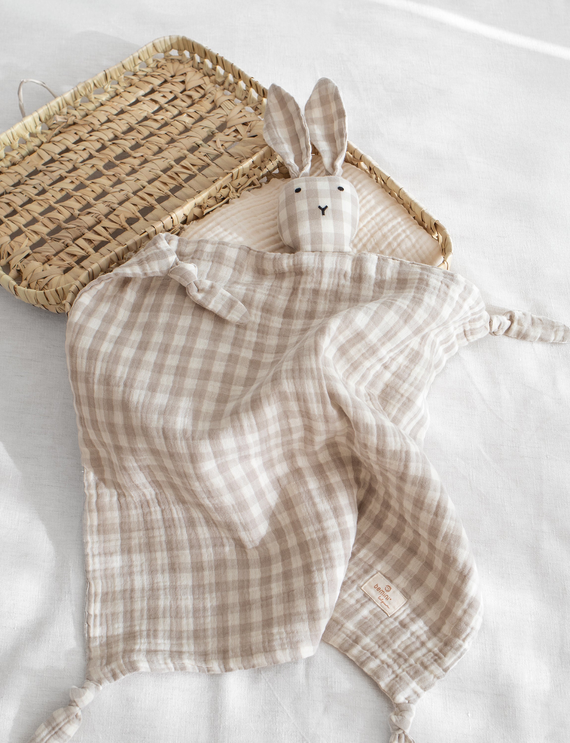 bemini-bunny-check-sesame-doudou-lapin-c-lin-avec-attache-t-tine-pour-b-b image 1