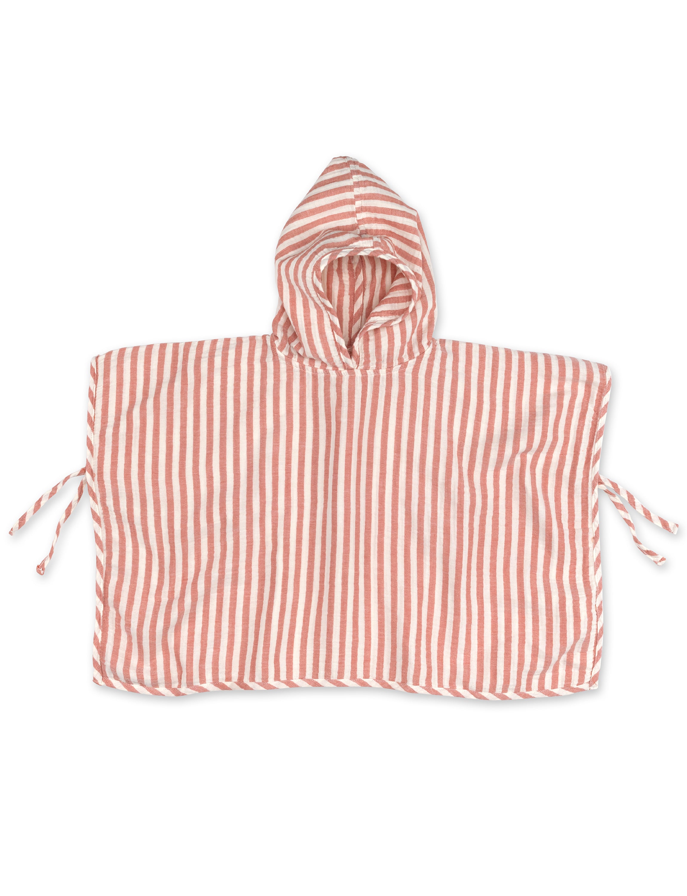 bemini-poncho-gaze-de-coton-carmin-poncho-de-bain-b-b-capuche-avec-nouettes-9-mo image 2
