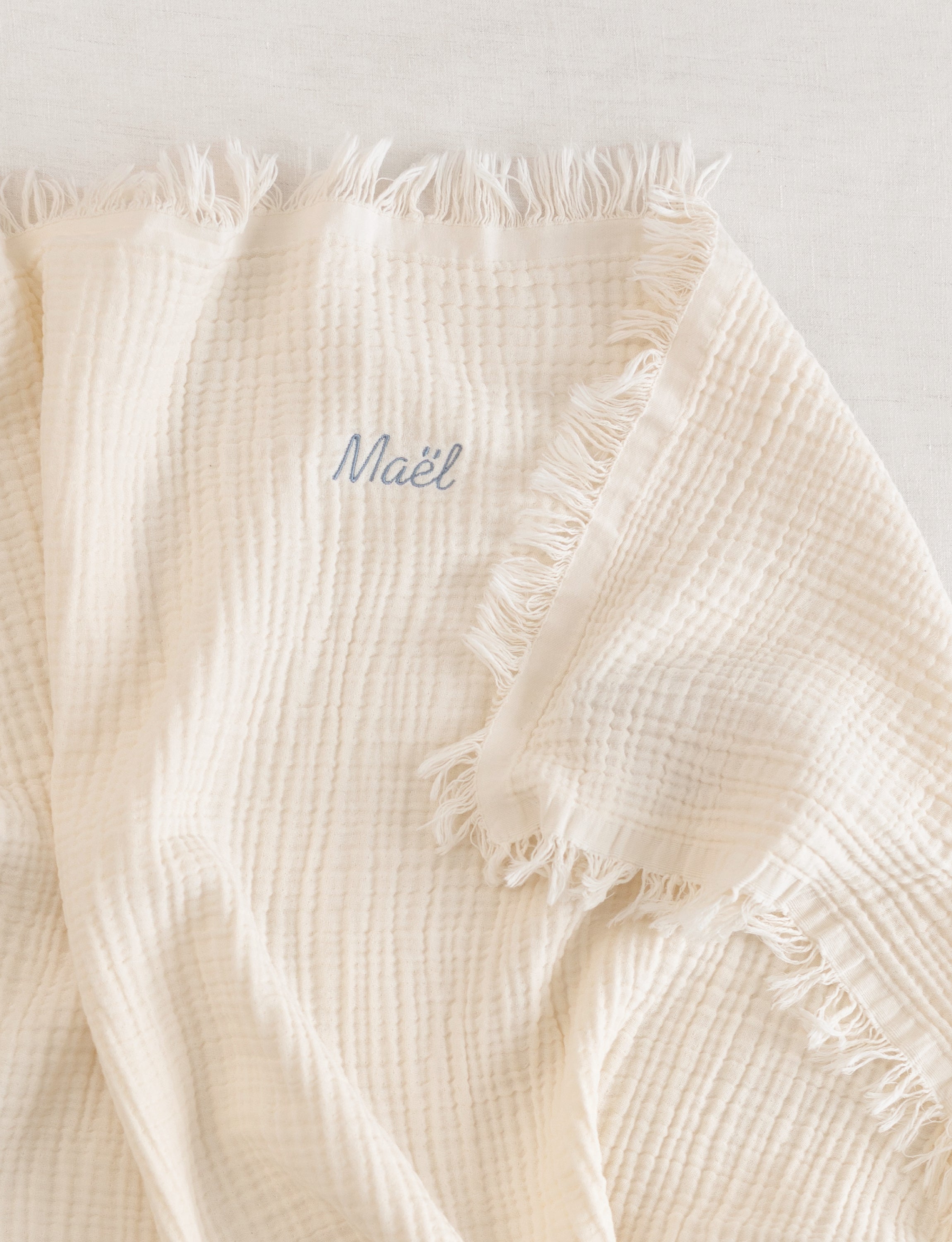 bemini-ecru-couverture-swaddle-100-coton-tog-1-bords-frang-s-d-s-la-naissance image 1