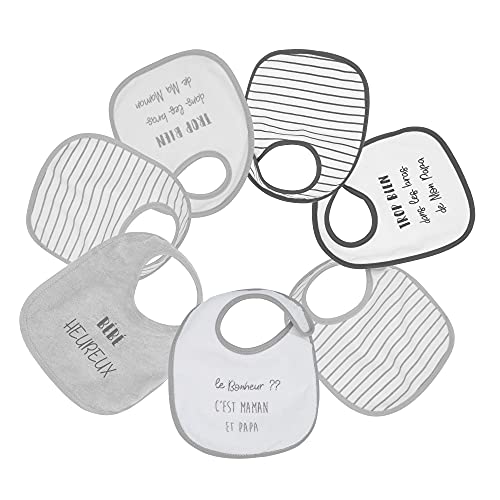 trois-kilos-sept-lot-de-7-bavoirs-naissance-imperm-ables-motifs-b-b-heureux-gris image 7