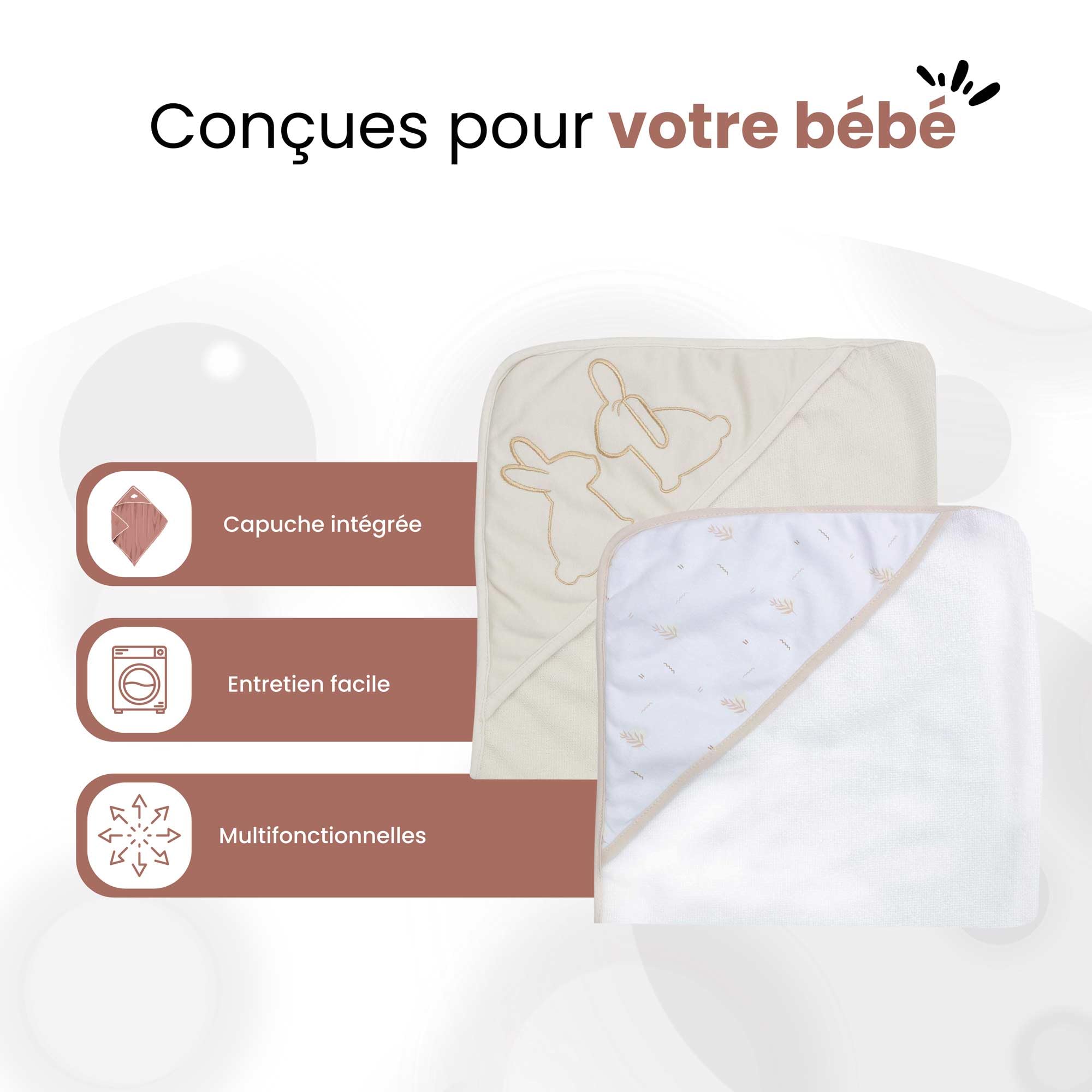 trois-kilos-sept-lot-de-2-capes-de-bain-b-b-avec-capuche-lapin-70x70-cm-ponge-do image 7