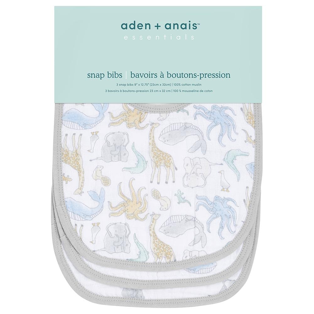 aden-anais-essentials-pack-de-3-bavoirs-boutons-pression-b-b-en-mousseline-100-c image 1