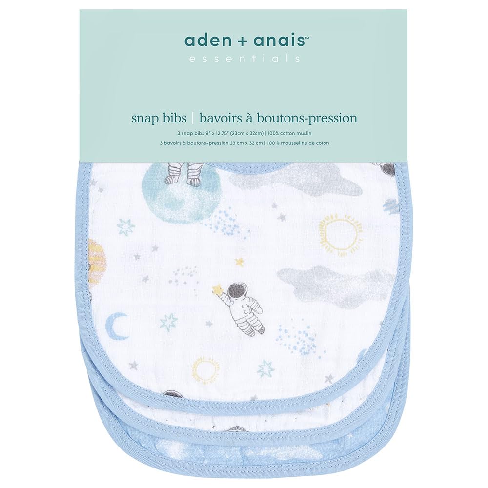 aden-anais-essentials-pack-de-3-bavoirs-boutons-pression-mousseline-100-coton-23-2 image 1
