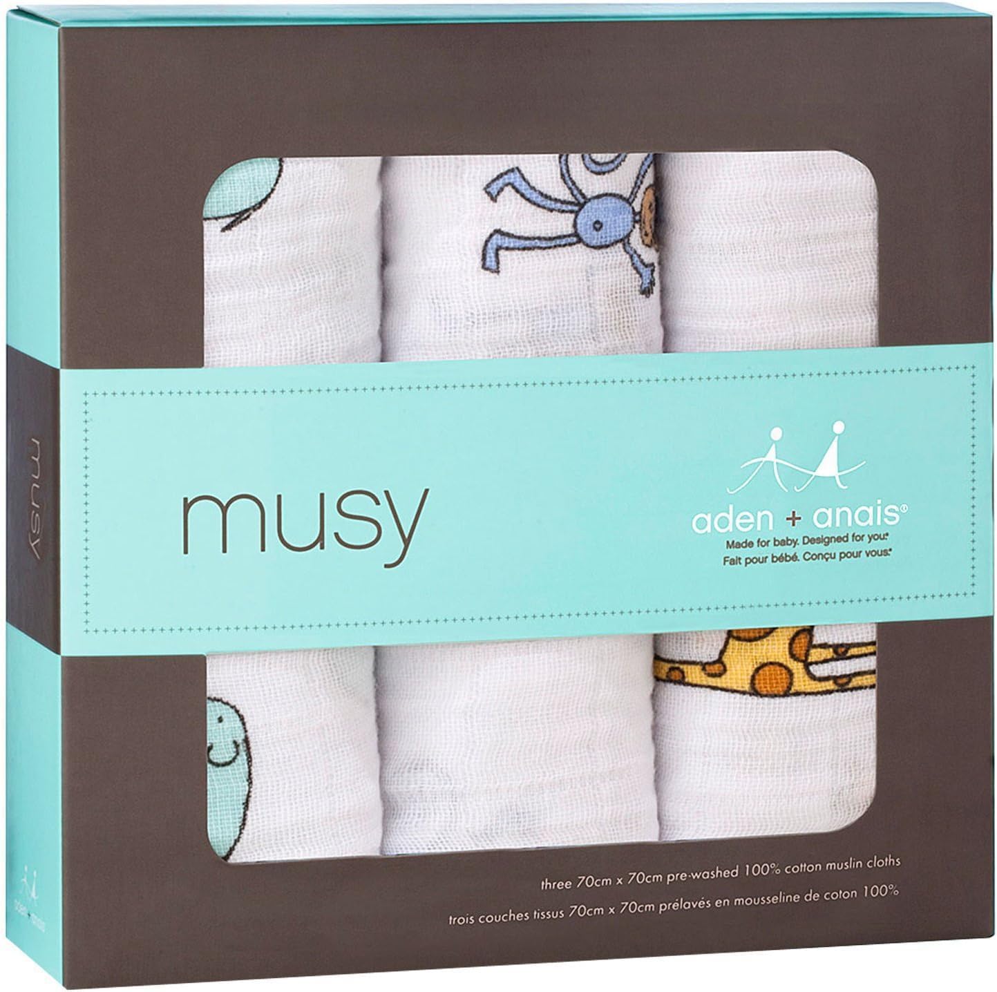 aden-anais-musy-langes-b-b-lot-de-3-mousseline-100-coton-pr-lav-e-absorbants-et- image 2