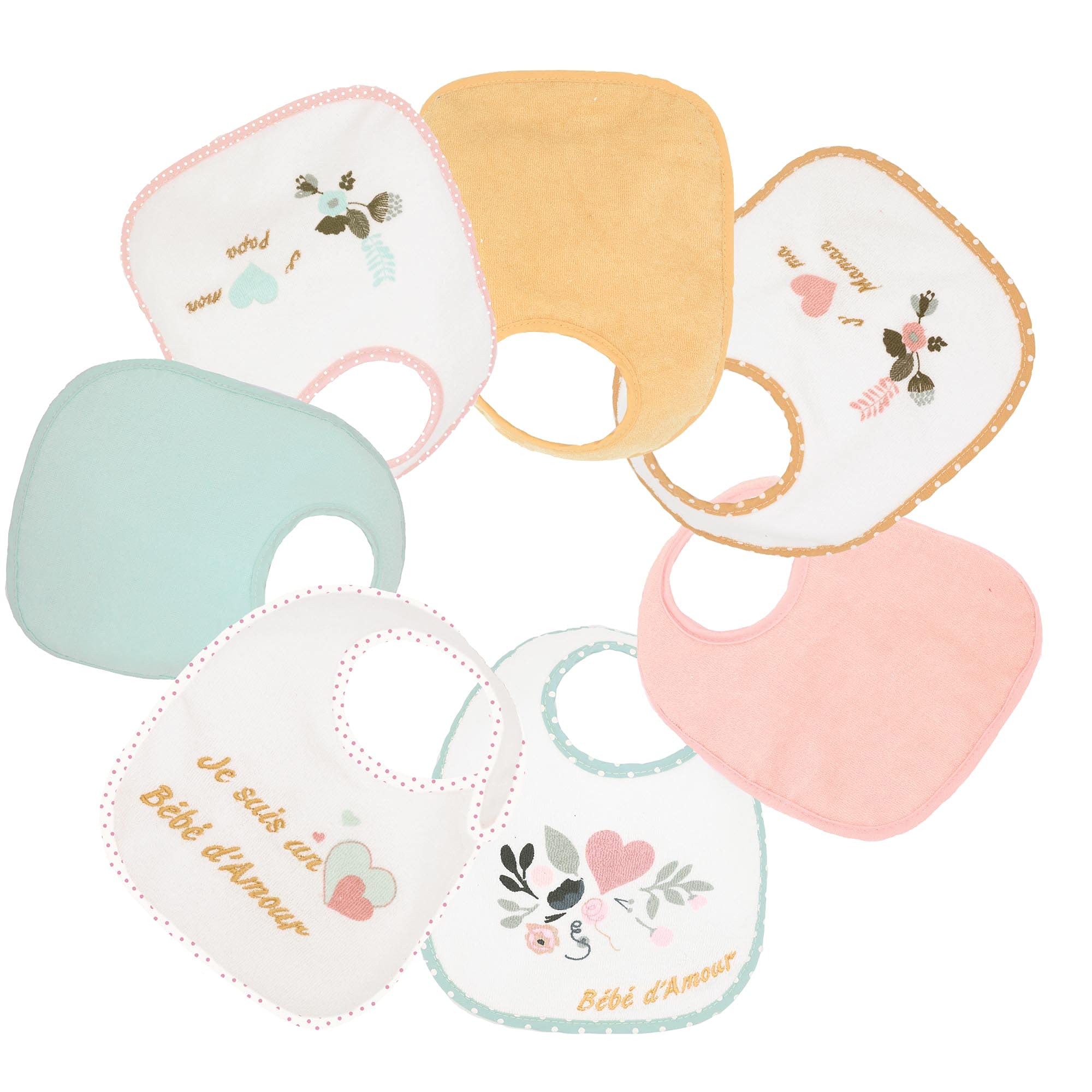 trois-kilos-sept-lot-de-7-bavoirs-naissance-b-b-imperm-ables-motif-b-b-heureux-g image 1