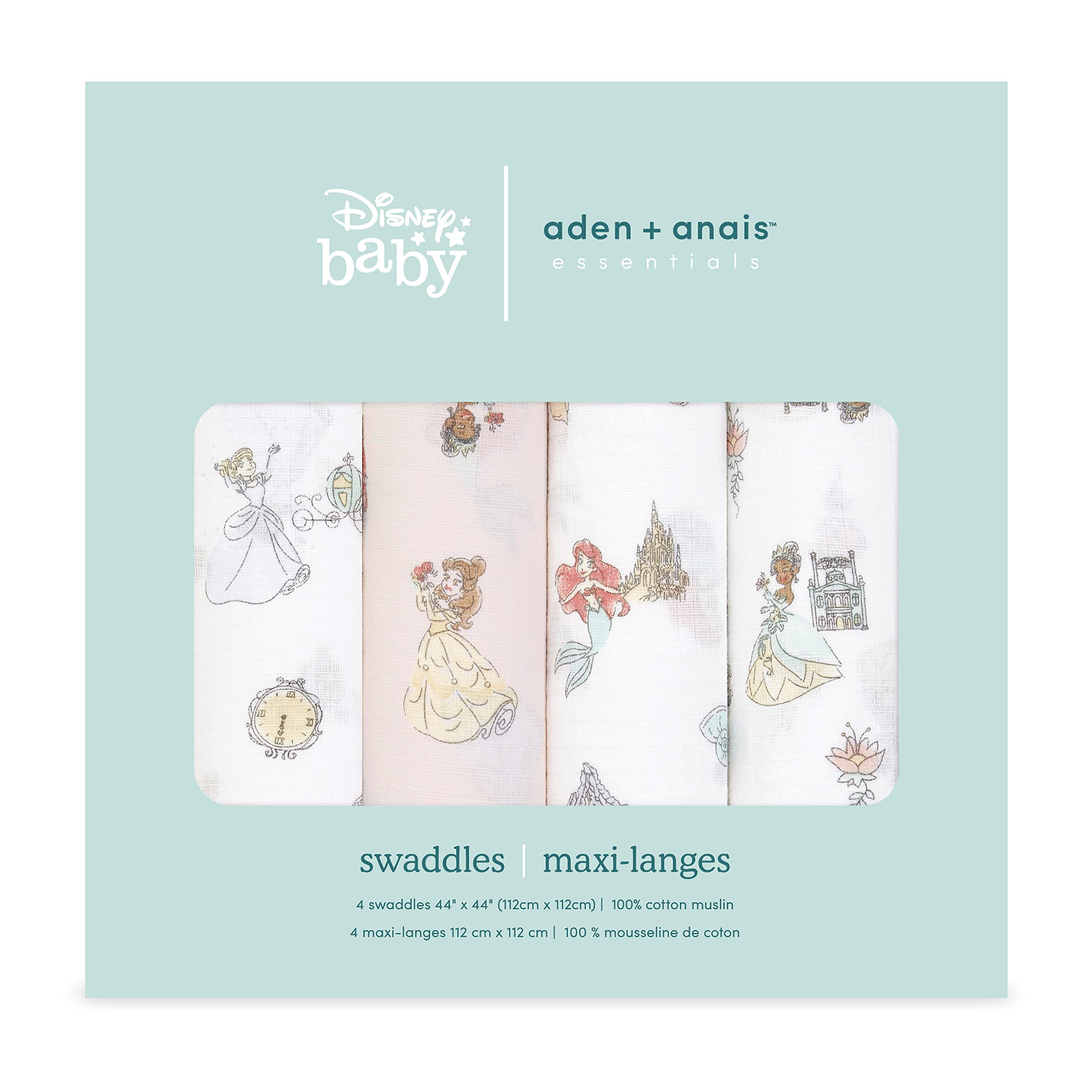 aden-anais-essentials-lot-de-4-maxi-langes-b-b-en-mousseline-100-coton-112-x-112 image 3
