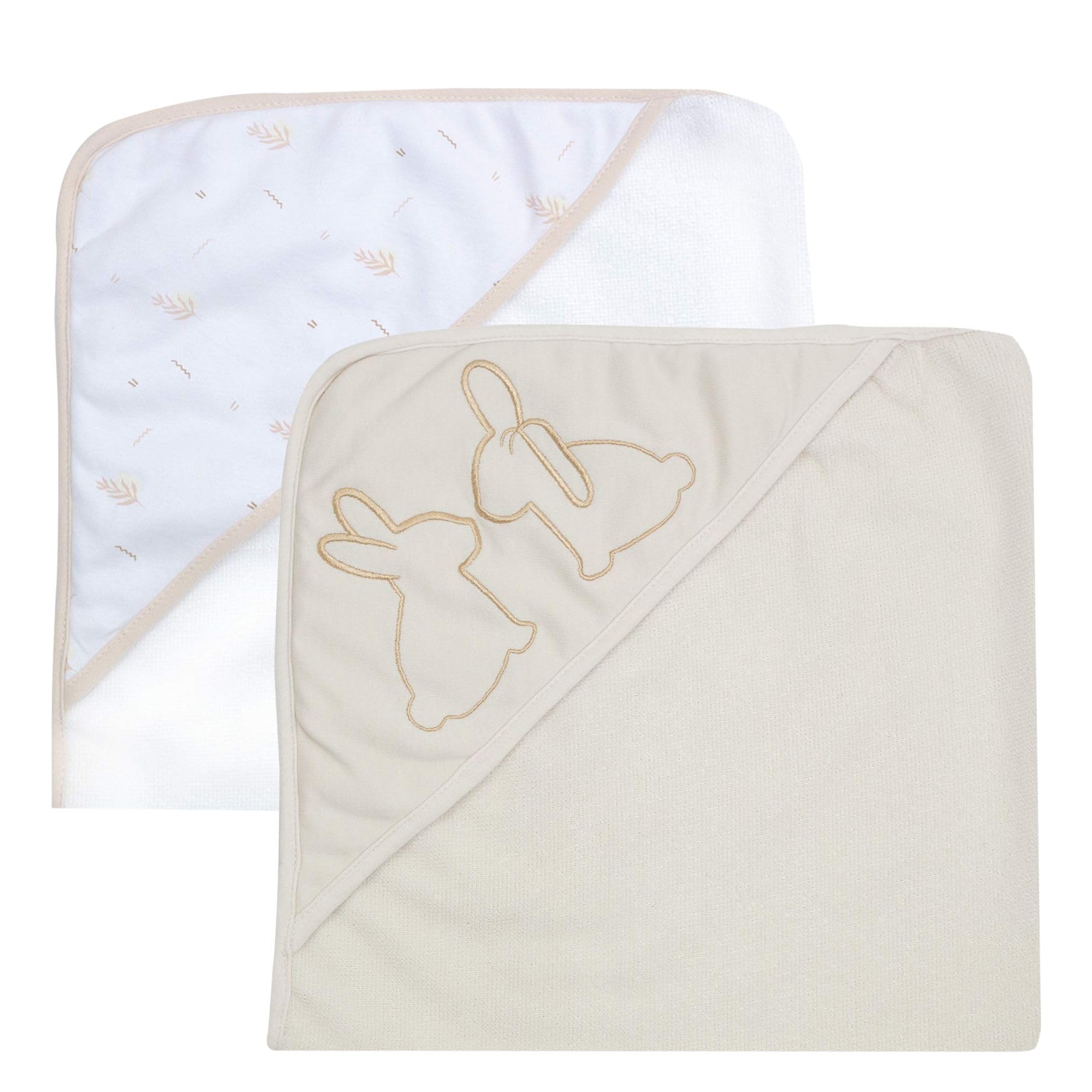 trois-kilos-sept-lot-de-2-capes-de-bain-b-b-avec-capuche-lapin-70x70-cm-ponge-do image 1