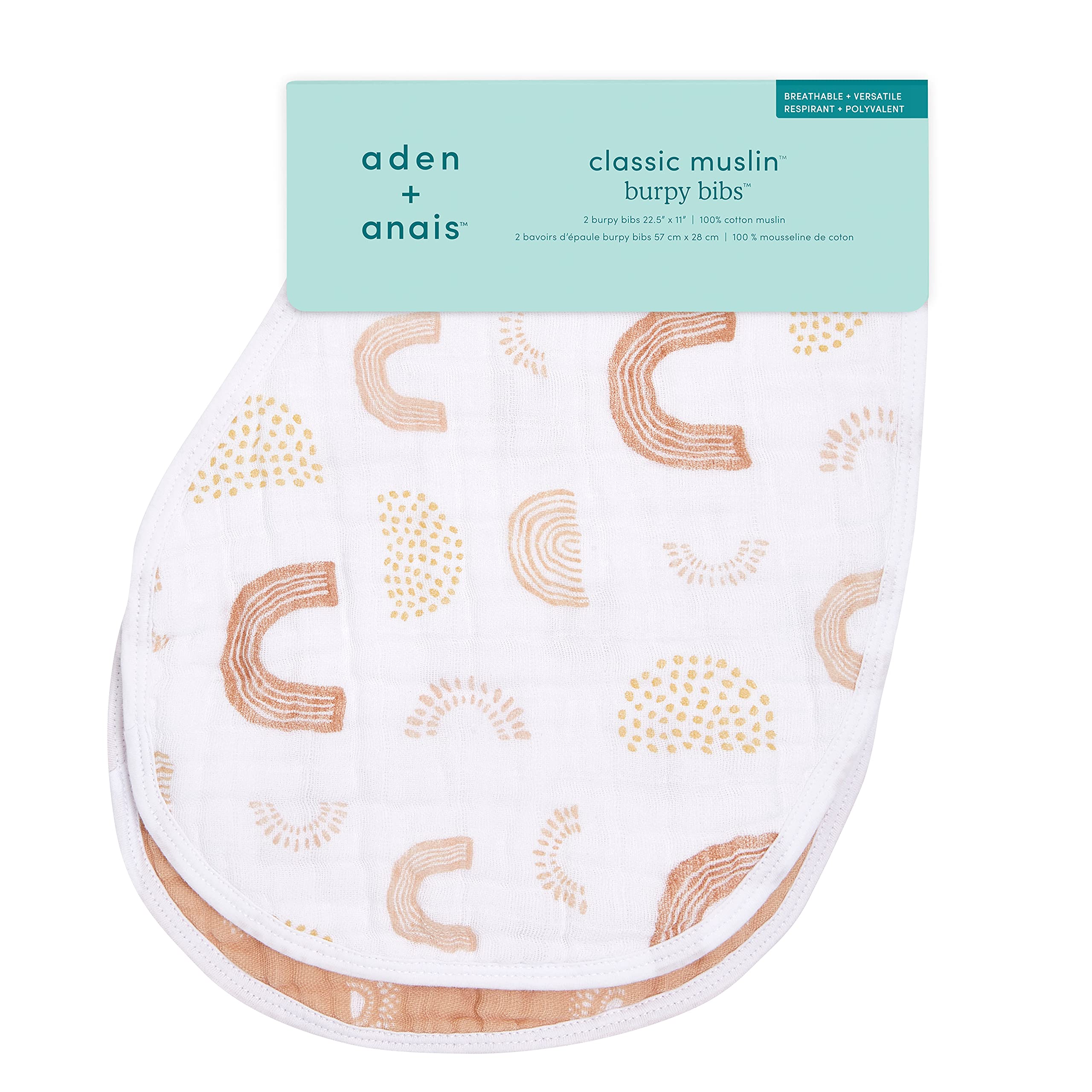 aden-anais-lot-de-2-bavoirs-d-paule-burpy-bib-en-mousseline-100-coton-57-x-28-cm image 3
