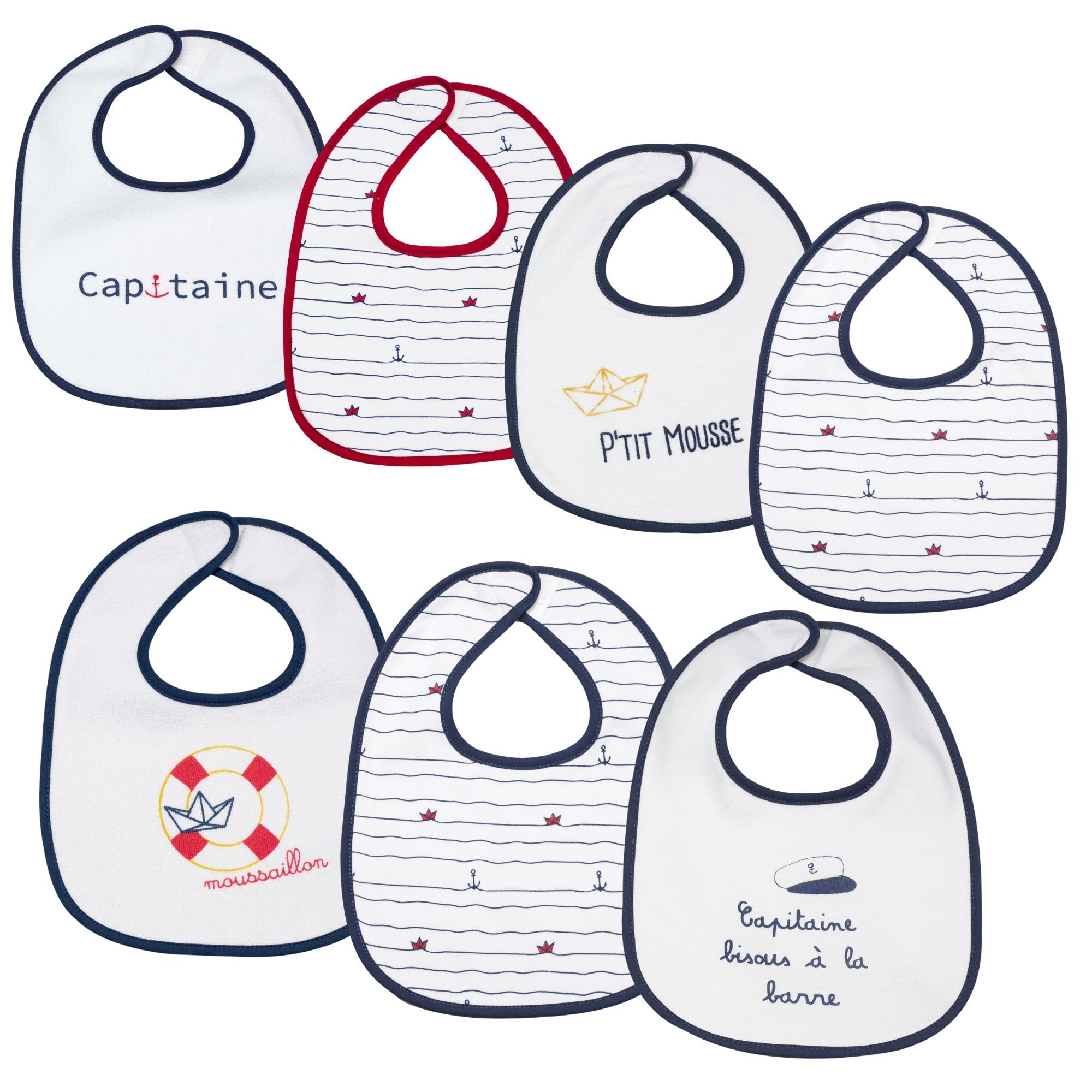 trois-kilos-sept-lot-de-7-bavoirs-1er-ge-waterproof-univers-mer-22x30-cm-d-s-4-m image 1