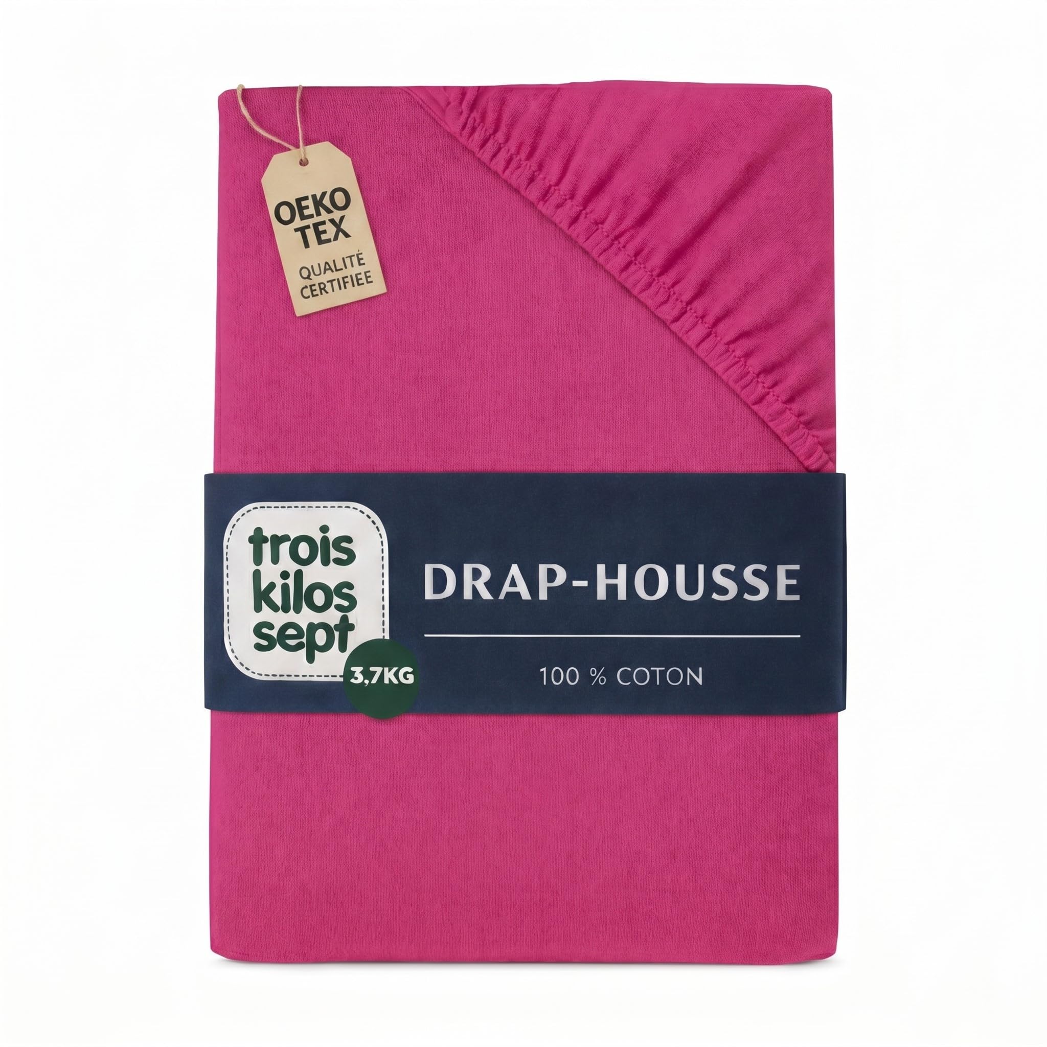 trois-kilos-sept-drap-housse-b-b-rose-framboise-100-coton-jersey-extensible-oeko image 1