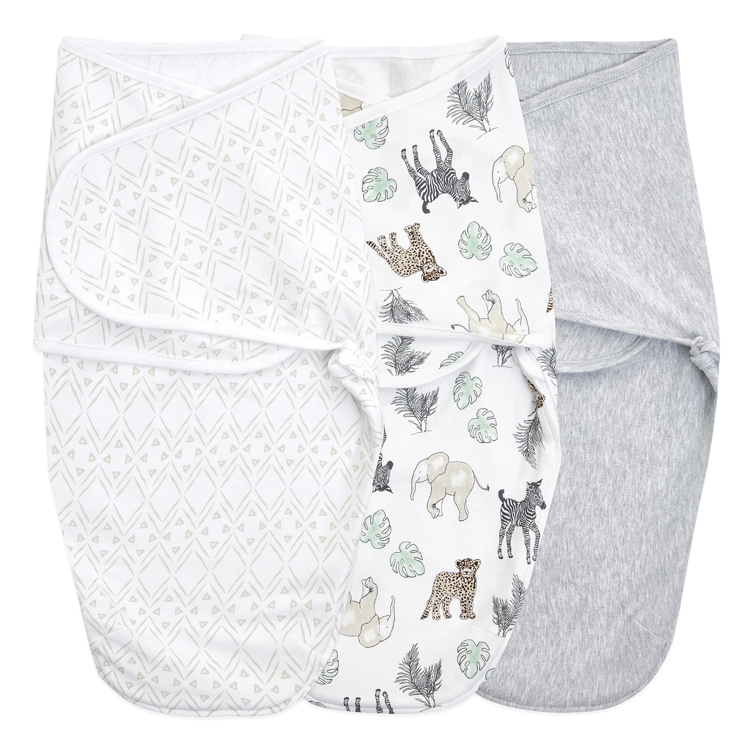aden-anais-essentials-lot-de-3-langes-d-emmaillotage-wrap-0-3-mois-100-coton-fer image 1