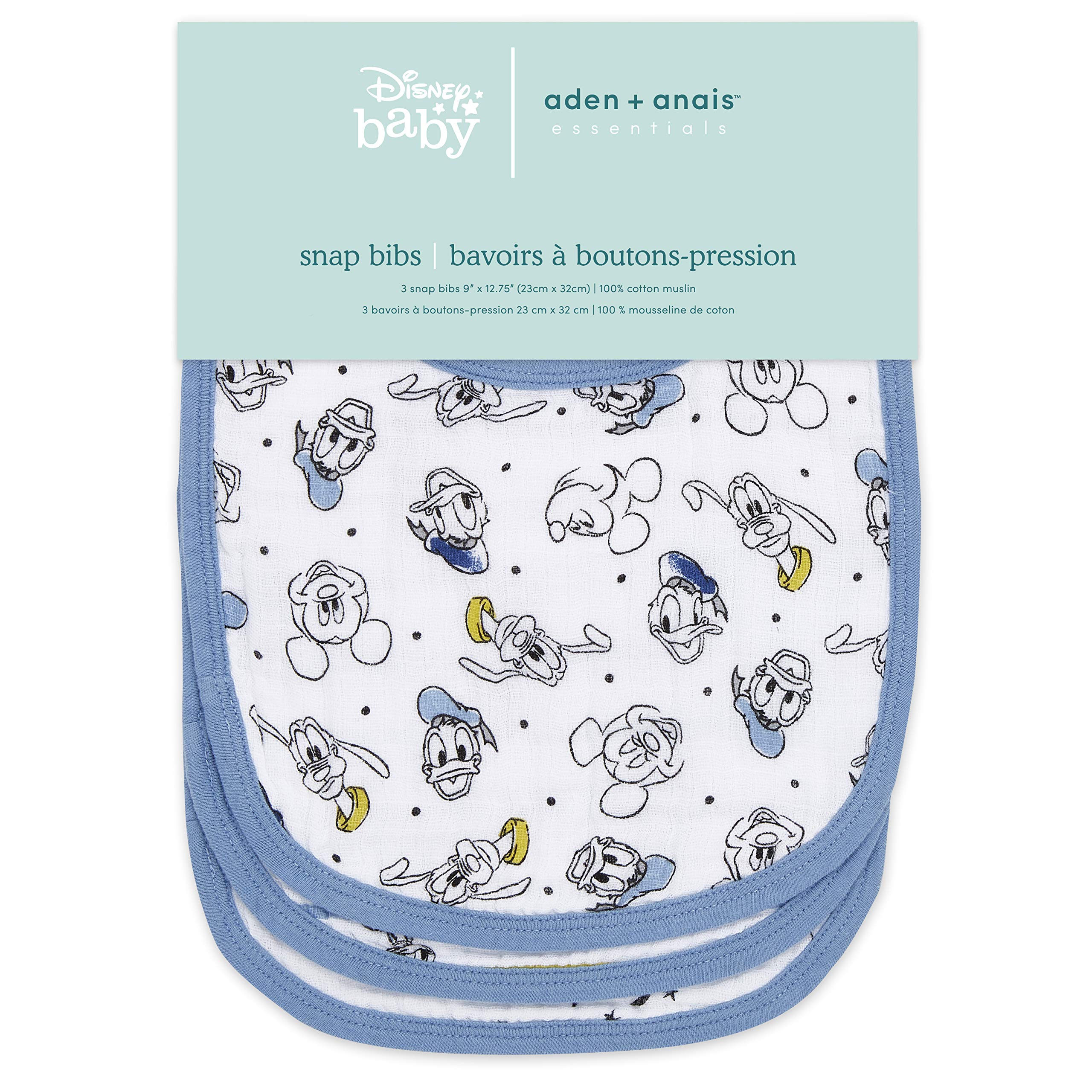 aden-anais-essentials-pack-de-3-bavoirs-boutons-pression-mickey-stargazer-mousse image 2