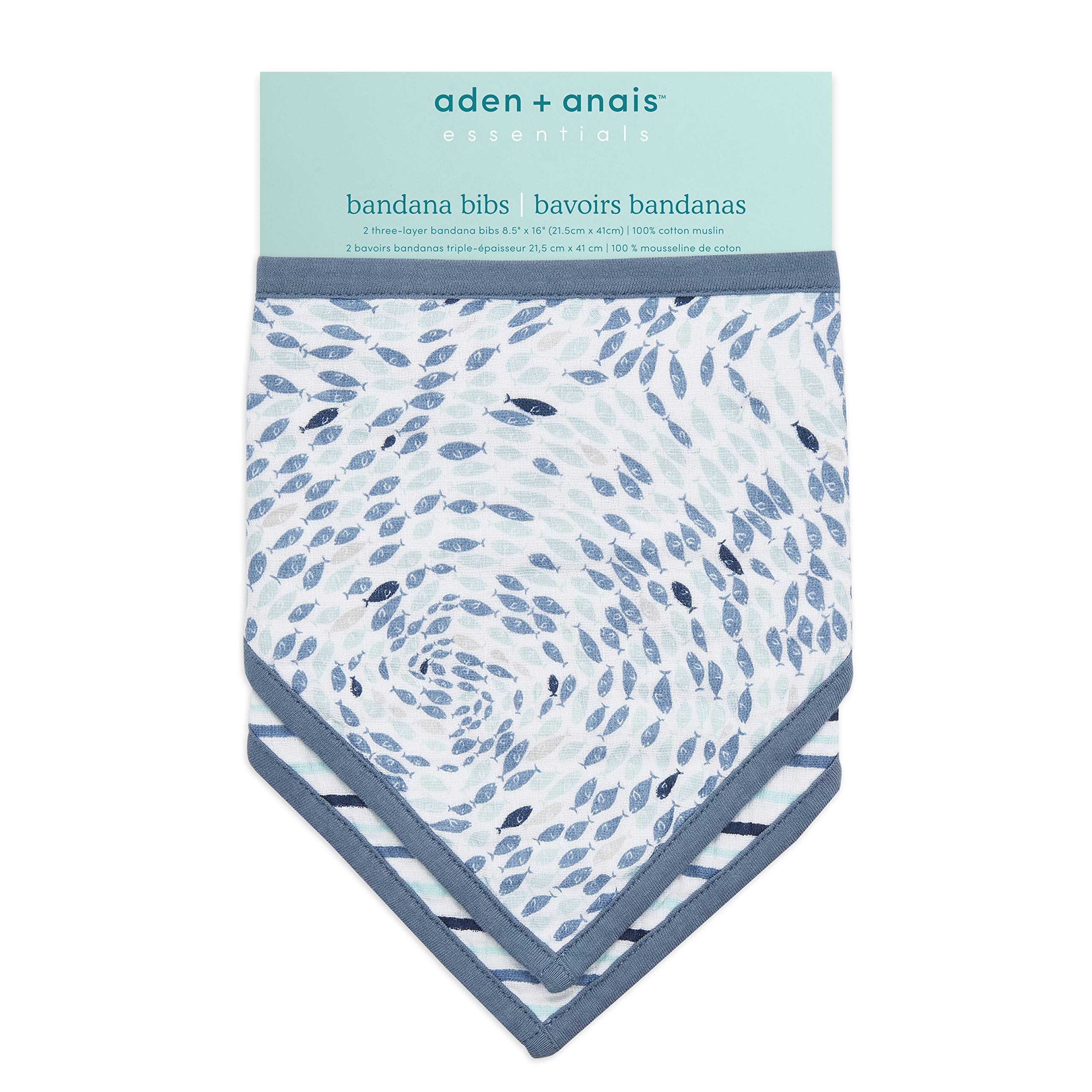 aden-anais-essentials-pack-de-2-bavoirs-bandanas-mousseline-100-coton-21-5x41-cm image 2