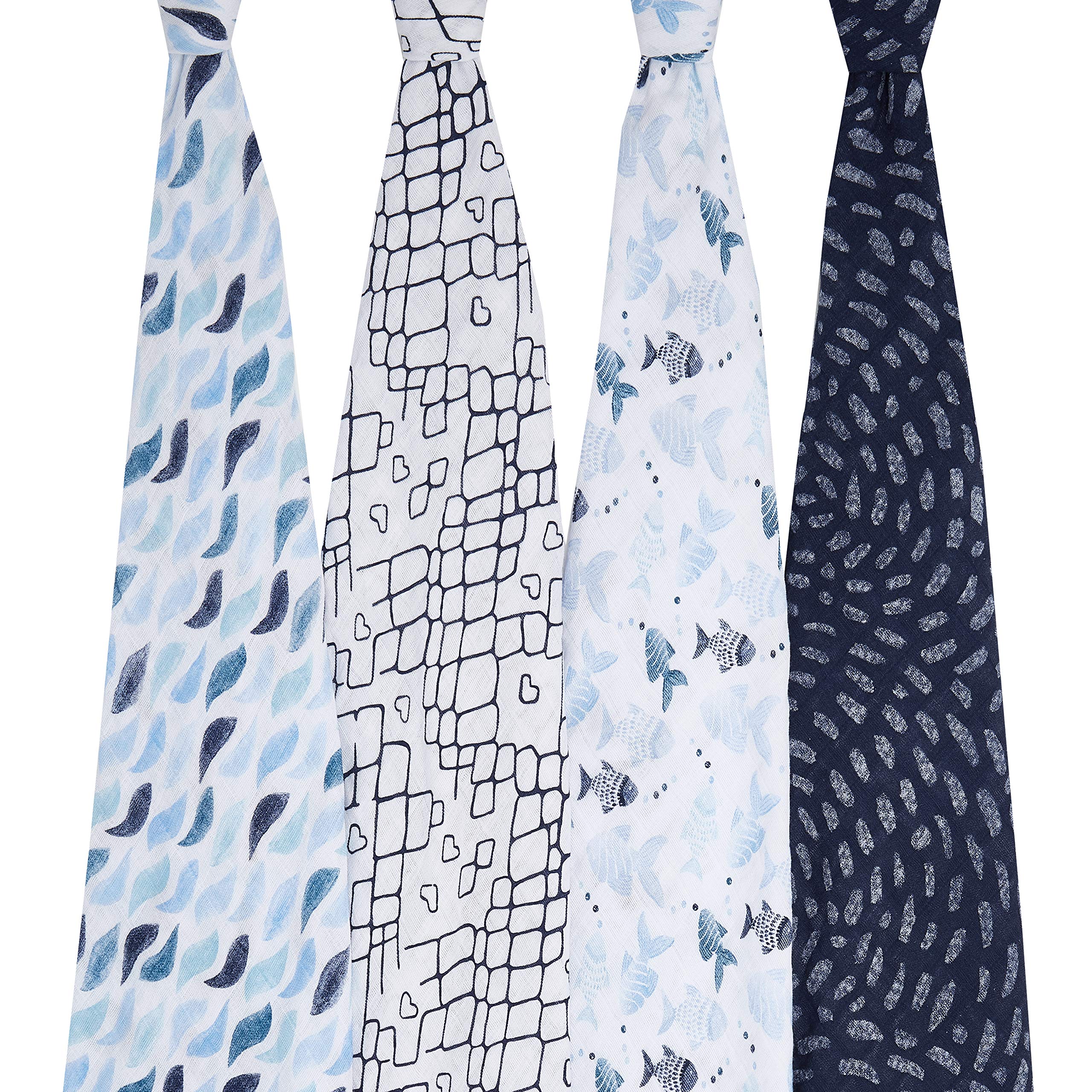 aden-anais-pack-maxi-langes-100-mousseline-de-coton-gone-fishing-120x120-cm image 2