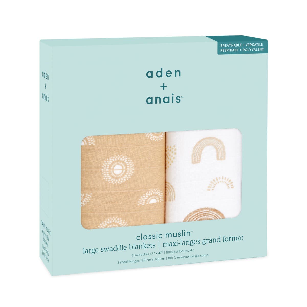 aden-anais-boutique-langes-emmaillage-mousseline-de-coton-100-2-pack-paisse-et-a image 5