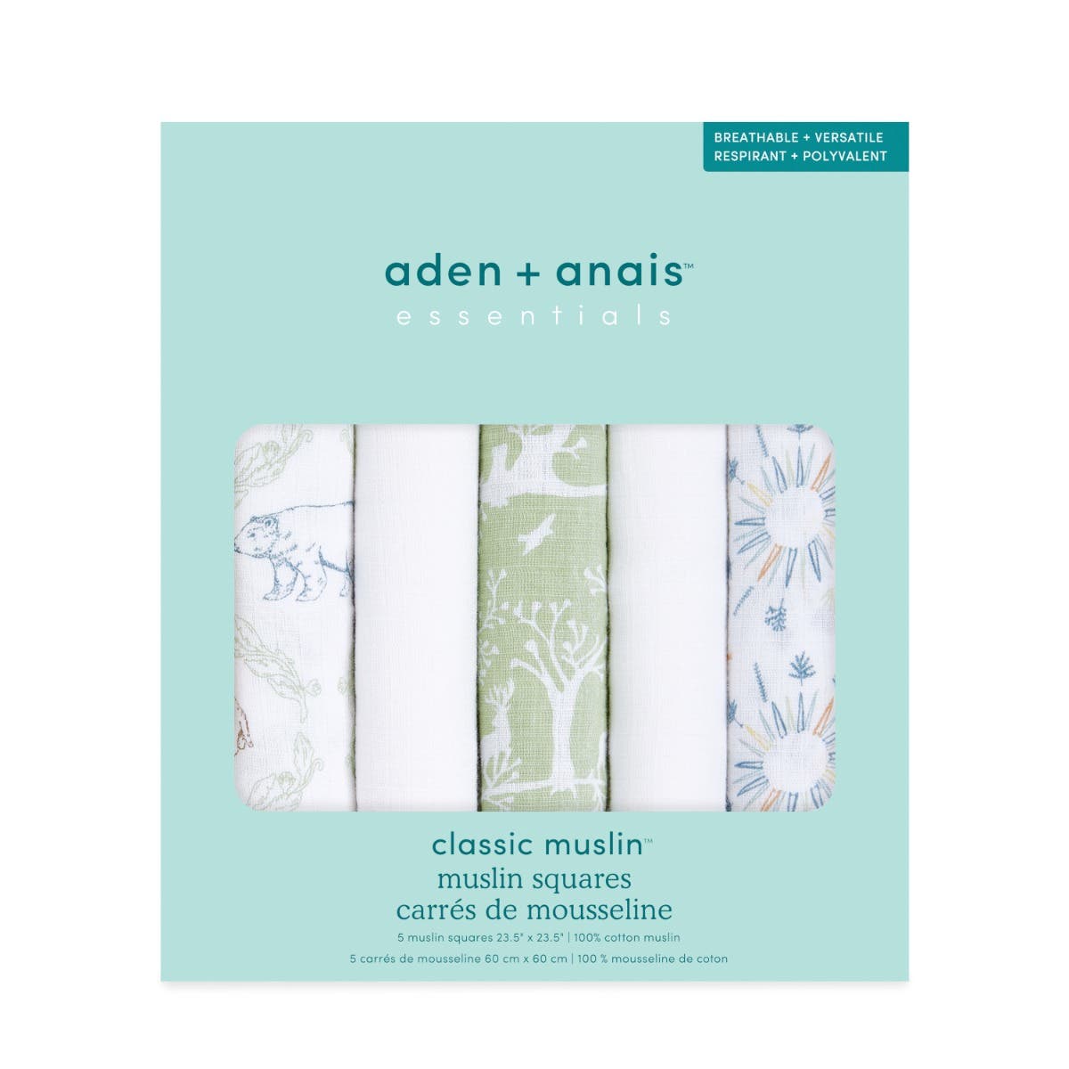 aden-anais-essentials-carr-s-mousseline-musy-squares-5-pack-coton-100-multi-usag image 3