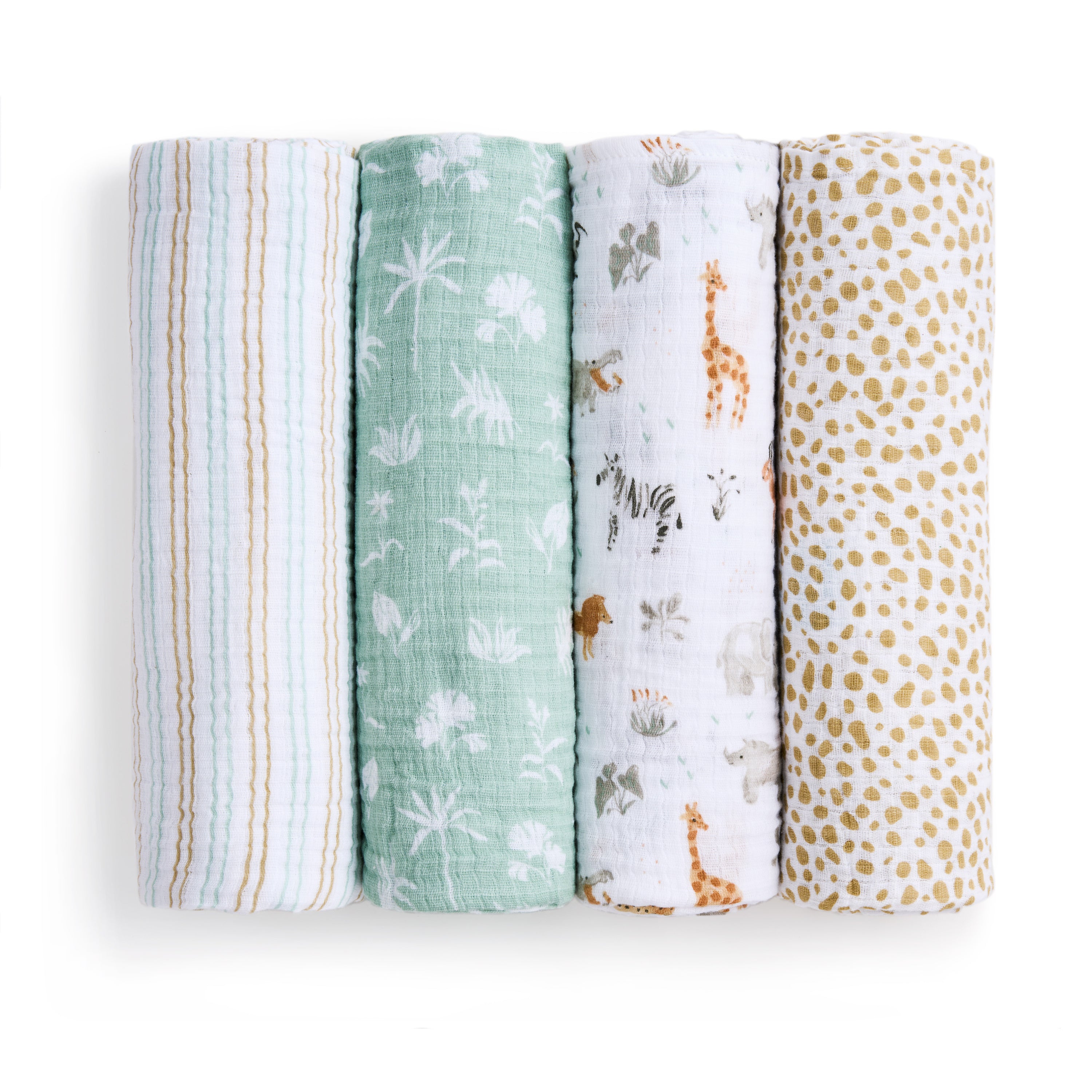 aden-anais-essentials-lot-de-4-lange-en-mousseline-de-coton-imprim-girafe-safari image 1